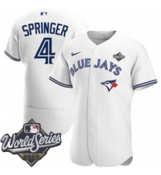 Men Toronto Blue Jays 4 George Springer 2020 White Flex Base Stitched Jerse Men Toronto Blue Jays 4 George Springer 2020 White Flex Base Stitched Jerse