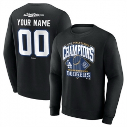 Men Los Angeles Dodgers Black 2025 World Series Champions Custom Name  26 Number Fleece Sweatshirt