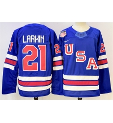 Men USA 21 Dylan Larkin Royal 2025 2026 Stitched Jersey