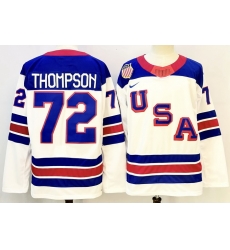 Men's USA #72 Tage Thompson White 2026 Stitched Jersey