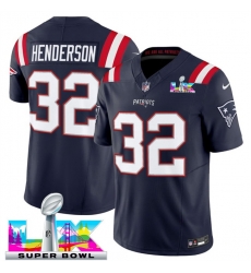 Men New England Patriots 32 TreVeyon Henderson Navy 2025 F U S E Super Bowl LX Patch Vapor Limited Stitched Football Jersey Men New England Patriots 32 TreVeyon Henderson Navy 2025 F U S E Super Bowl LX Patch Vapor Limited Stitched Football Jersey