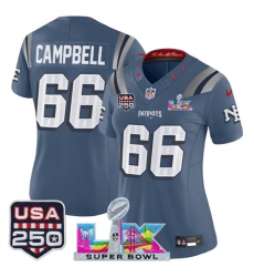 Women New England Patriots 66 Will Campbell Storm Blue 2025 F U S E Super Bowl LX USA 250 Patch Rivalries Vapor Limited Football Stitched Jersey Women New England Patriots 66 Will Campbell Storm Blue 2025 F U S E Super Bowl LX USA 250 Patch Rivalries Vapor Limited Football Stitched Jersey