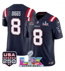 Youth New England Patriots 8 Stefon Diggs Navy 2025 F U S E Super Bowl LX USA 250 Patch Vapor Limited Stitched Football Jersey Youth New England Patriots 8 Stefon Diggs Navy 2025 F U S E Super Bowl LX USA 250 Patch Vapor Limited Stitched Football Jersey