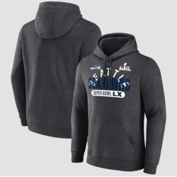 Men Seattle Seahawks Heather Charcoal 2025 Super Bowl LX Game Plan Hoodie