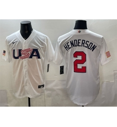Men USA Baseball 2 Gunnar Henderson White World Baseball Classic Stitched Jersey Men USA Baseball 2 Gunnar Henderson White World Baseball Classic Stitched Jersey