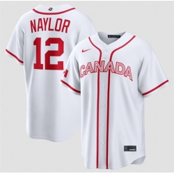 Men Canada Baseball  12 Josh Naylor White 2026 World Baseball Classic Home Stadium Stitched Jersey