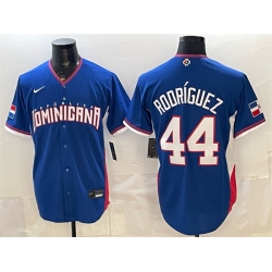 Men Dominican Republic Baseball  44 Julio Rodriguez Royal 2026 World Baseball Classic Road Stadium Stitched Jersey