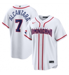 Men Dominican Republic Baseball  7 Sandy Alcantara White 2026 World Baseball Classic Home Stadium Stitched Jersey