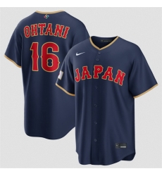 Men Japan Baseball 16 Shohei Ohtani Navy 2026 World Baseball Classic Road Stadium Stitched Jersey Men Japan Baseball 16 Shohei Ohtani Navy 2026 World Baseball Classic Road Stadium Stitched Jersey