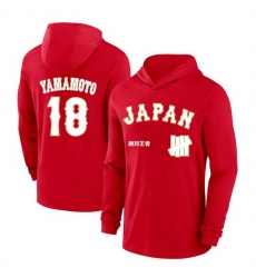 Men Japan Baseball 18 Yoshinobu Yamamoto Red 2026 World Baseball Classic Club Hoodie Men Japan Baseball 18 Yoshinobu Yamamoto Red 2026 World Baseball Classic Club Hoodie
