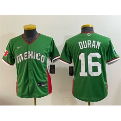 Youth Mexico Baseball  16 Jarren Duran Green 2026 World Baseball Classic Stadium Stitched Baseball Jersey