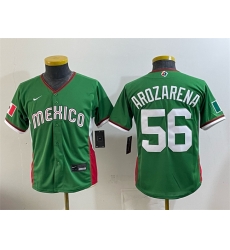 Youth Mexico Baseball  56 Randy Arozarena Green 2026 World Baseball Classic Stadium Stitched Baseball Jersey