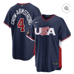 Men USA Baseball  4 Pete Crow Armstrong Navy 2026 World Baseball Classic United States 250th Anniversary Patch Road Stadium Stitched Jersey
