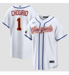 Men Venezuela Baseball  1 Jackson Chourio White 2026 World Baseball Classic Home Stadium Stitched Jersey