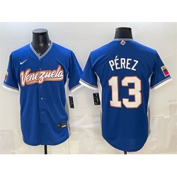 Men Venezuela Baseball  13 Salvador Perez Royal 2026 World Baseball Classic Road Stadium Stitched Jersey